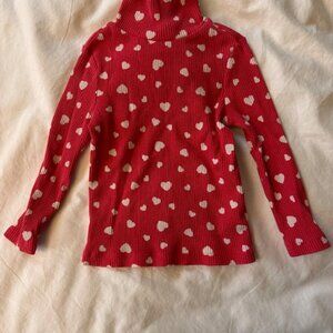 Old Navy 2T Mock Turtleneck, Red with Hearts